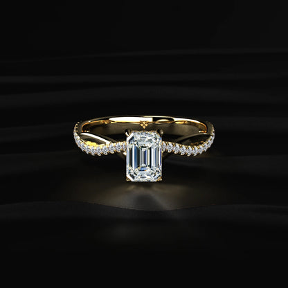 Emerald With Twisted Pave Band & Hidden Halo | Earthly Jewels