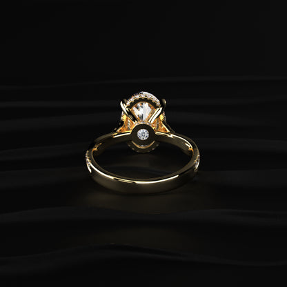 Oval With Twisted Pave Band & Hidden Halo