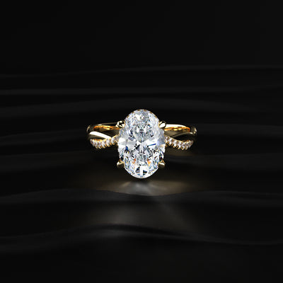 Oval With Twisted Pave Band & Hidden Halo | Earthly Jewels