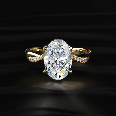 Oval With Twisted Pave Band & Hidden Halo | Earthly Jewels