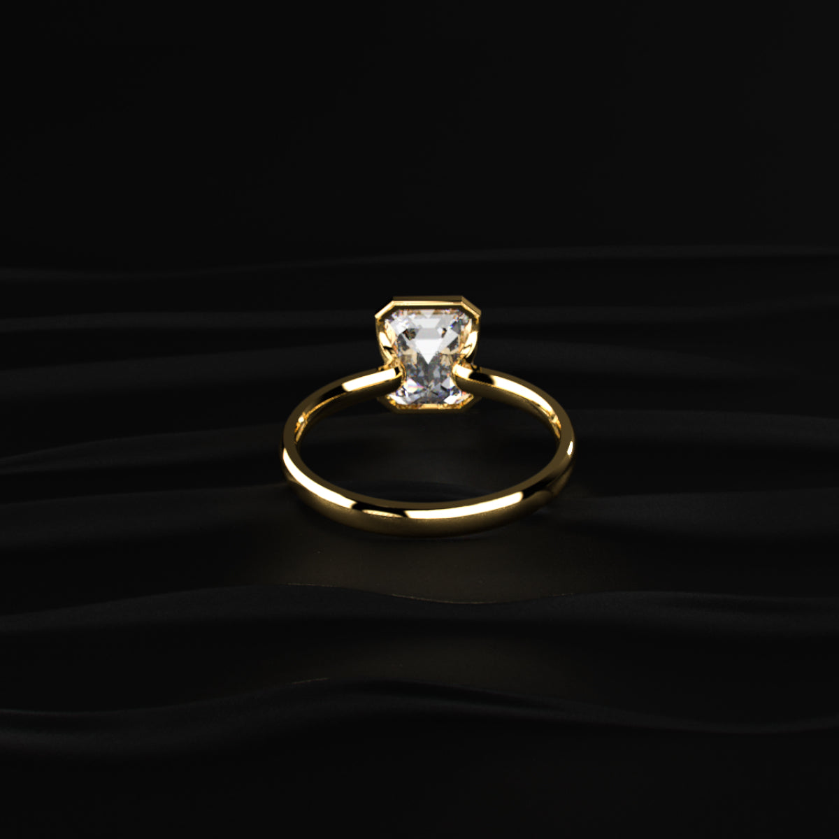 Emerald Solitaire Half Bezel Engagement Ring | Earthly Jewels
