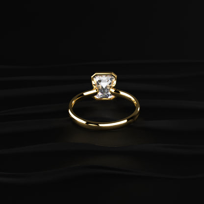 Emerald Solitaire Half Bezel Engagement Ring | Earthly Jewels