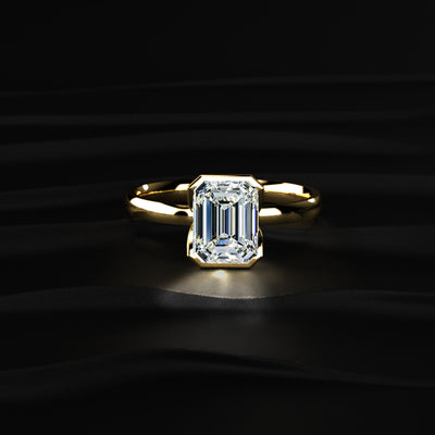 Emerald Solitaire Half Bezel Engagement Ring | Earthly Jewels