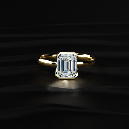 Emerald Solitaire Half Bezel Engagement Ring | Earthly Jewels