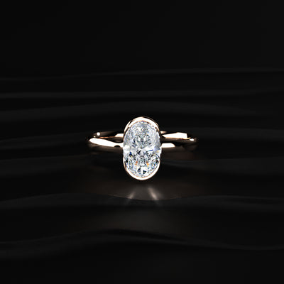 Oval Solitaire Half Bezel Engagement Ring | Earthly Jewels