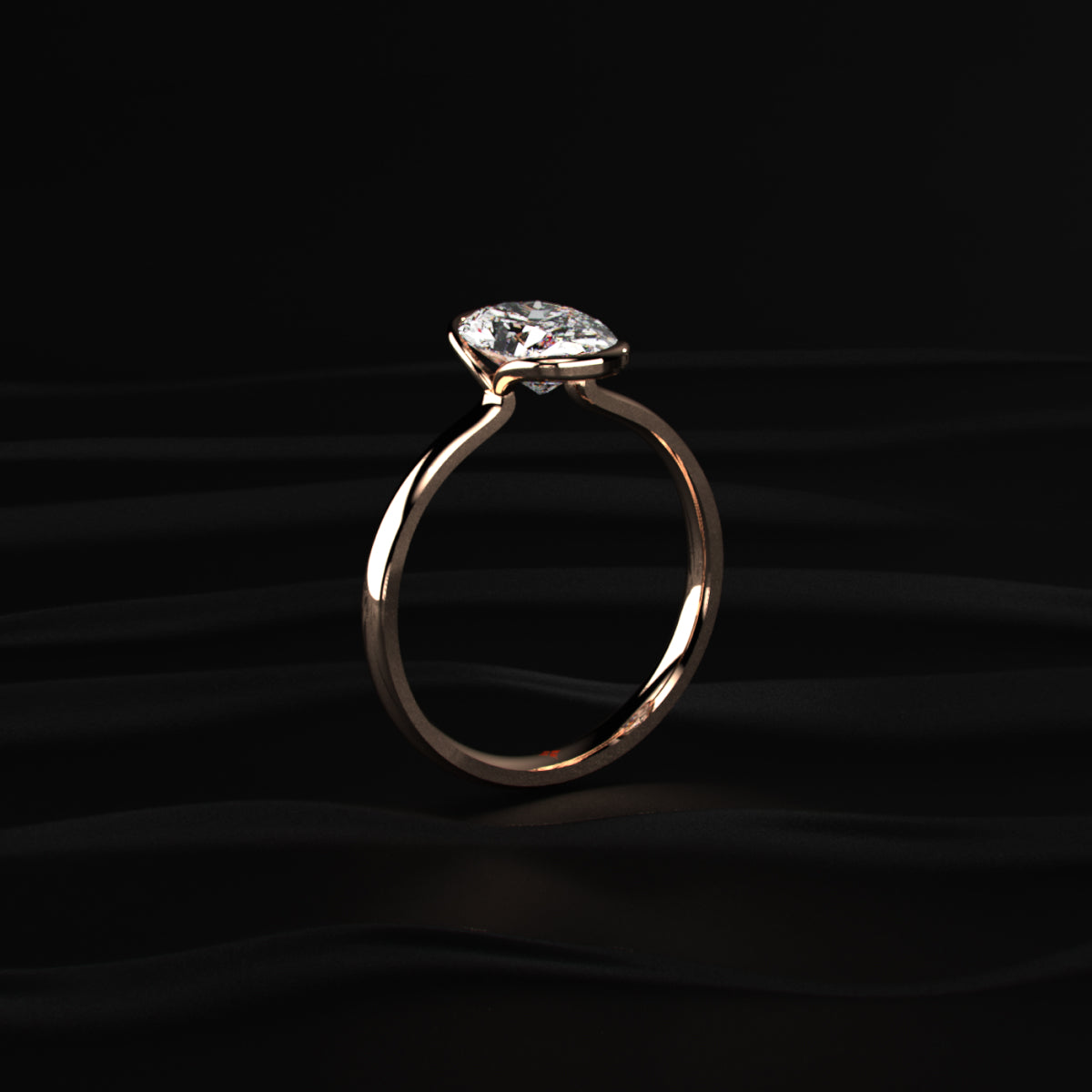Oval Solitaire Half Bezel Engagement Ring