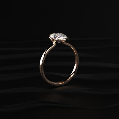Oval Solitaire Half Bezel Engagement Ring | Earthly Jewels