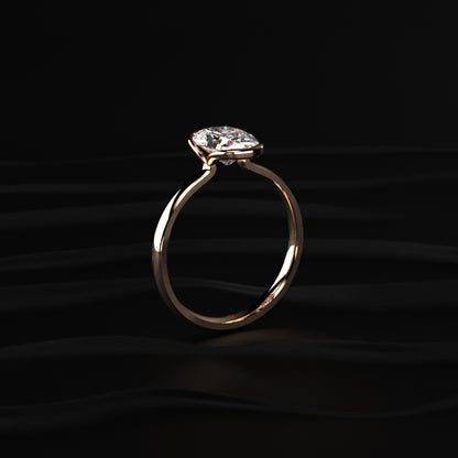 Oval Solitaire Half Bezel Engagement Ring