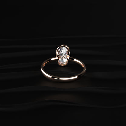 Oval Solitaire Half Bezel Engagement Ring