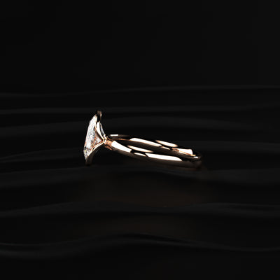 Oval Solitaire Half Bezel Engagement Ring | Earthly Jewels