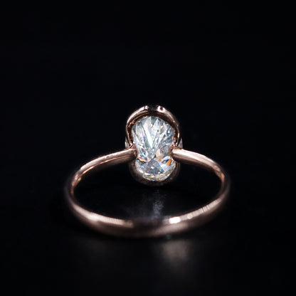 Oval Solitaire Half Bezel Engagement Ring