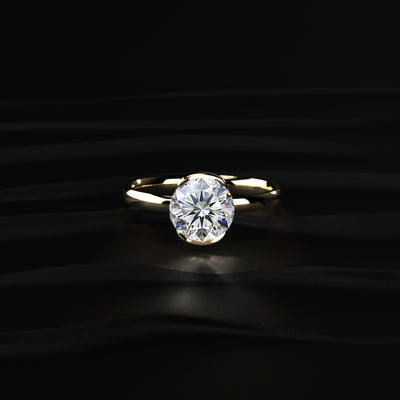 Round Solitaire Half Bezel Engagement Ring | Earthly Jewels