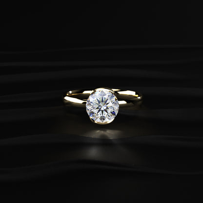 Round Solitaire Half Bezel Engagement Ring