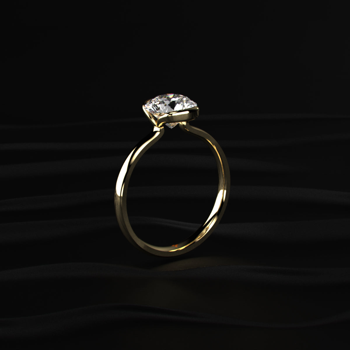 Round Solitaire Half Bezel Engagement Ring