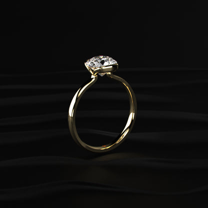 Round Solitaire Half Bezel Engagement Ring