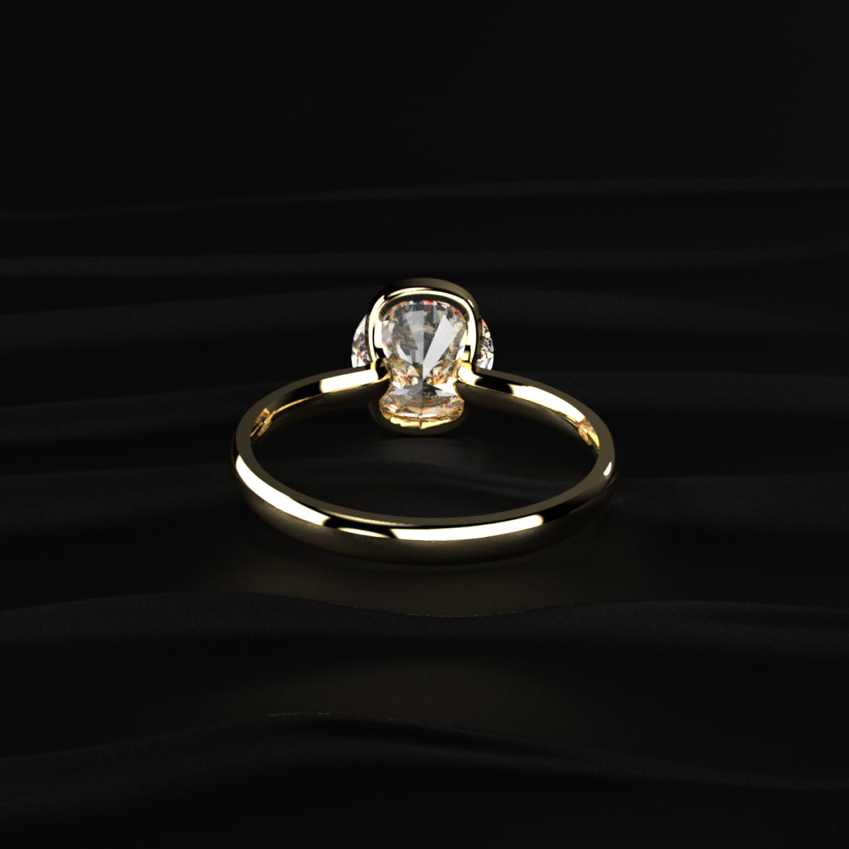 Round Solitaire Half Bezel Engagement Ring