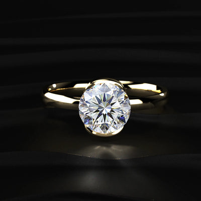 Round Solitaire Half Bezel Engagement Ring | Earthly Jewels
