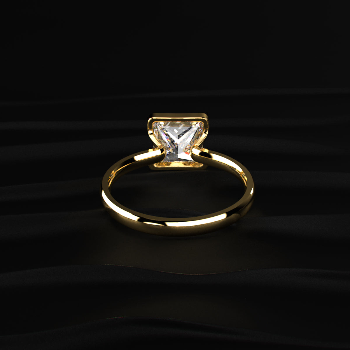Princess Solitaire Half Bezel Engagement Ring | Earthly Jewels