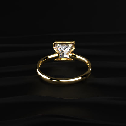 Princess Solitaire Half Bezel Engagement Ring | Earthly Jewels