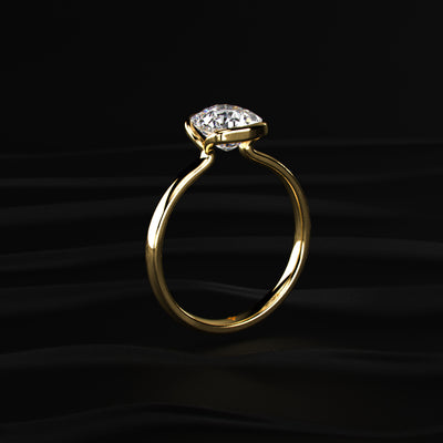 Cushion Solitaire Half Bezel Engagement Ring | Earthly Jewels
