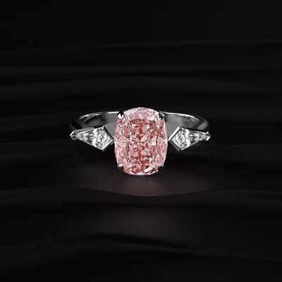 Elongated Cushion Solitaire Ring With Kite-Shaped Side Stones | Earthly Jewels