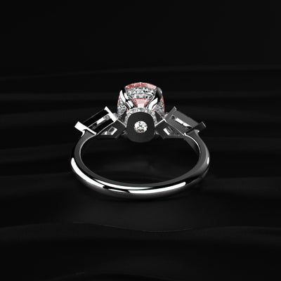 Elongated Cushion Solitaire Ring With Kite-Shaped Side Stones | Earthly Jewels