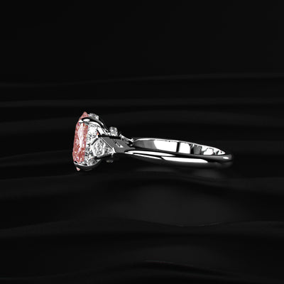 Elongated Cushion Solitaire Ring With Kite-Shaped Side Stones | Earthly Jewels