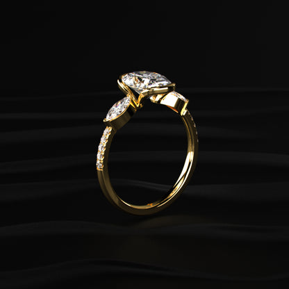 Oval Half Bezel Solitaire Ring With Side Stones | Earthly Jewels