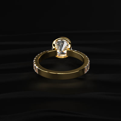 Round Half Bezel Ring With Bar Set Baguettes | Earthly Jewels