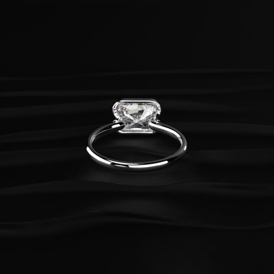 Radiant Cut Diamond Half Bezel East West Ring | Earthly Jewels