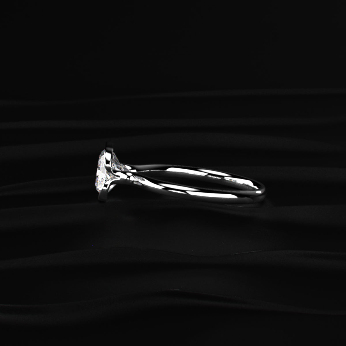 Radiant Cut Diamond Half Bezel East West Ring