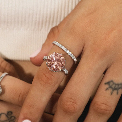 Regal Pink Round Solitaire Engagement Ring | Earthly Jewels