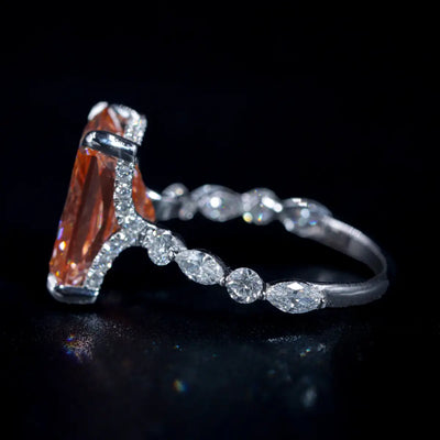 Classic Vivid Pink Radiant Diamond Ring | Earthly Jewels