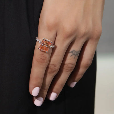 Classic Vivid Pink Radiant Diamond Ring | Earthly Jewels