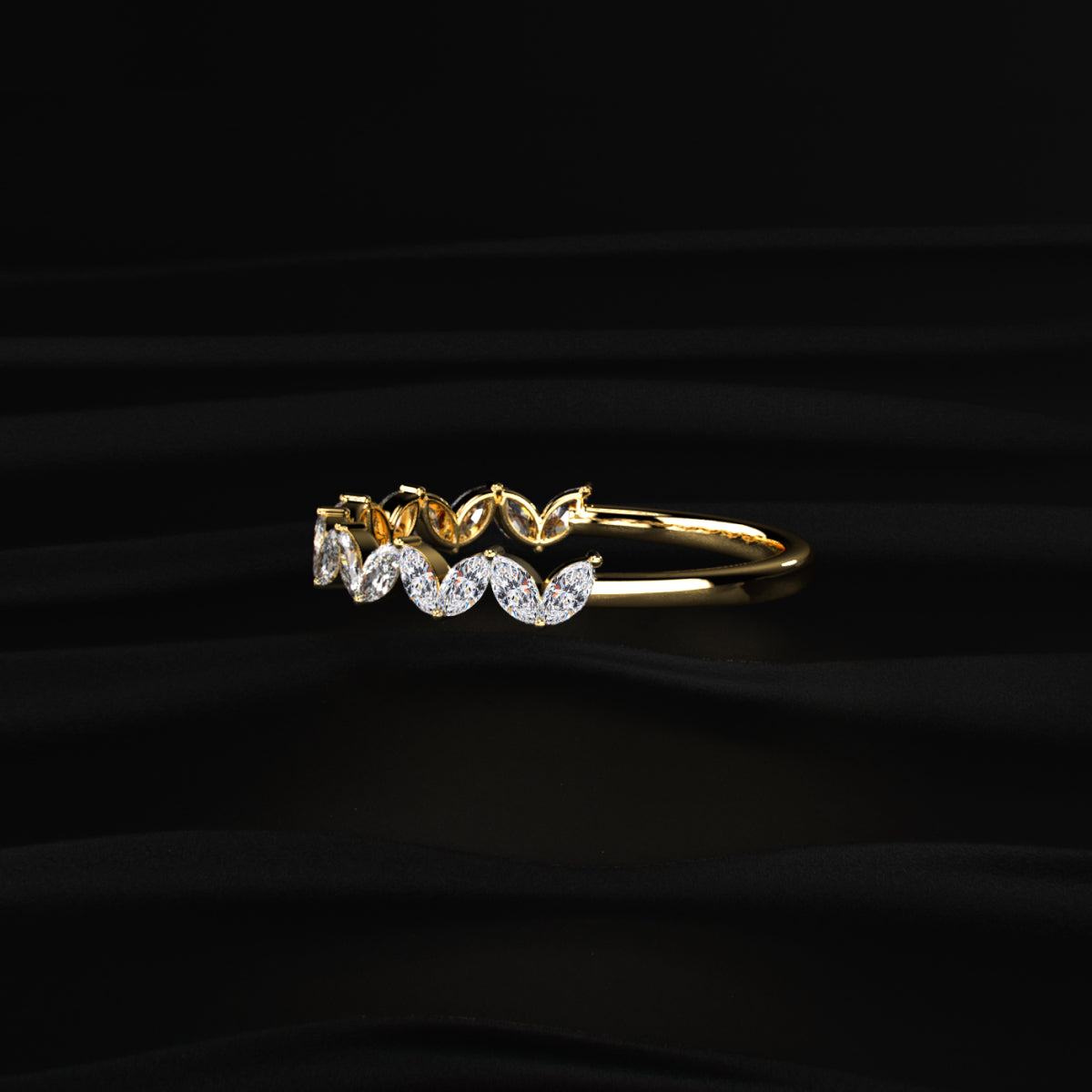 Marquise Zig Zag Half Eternity Band