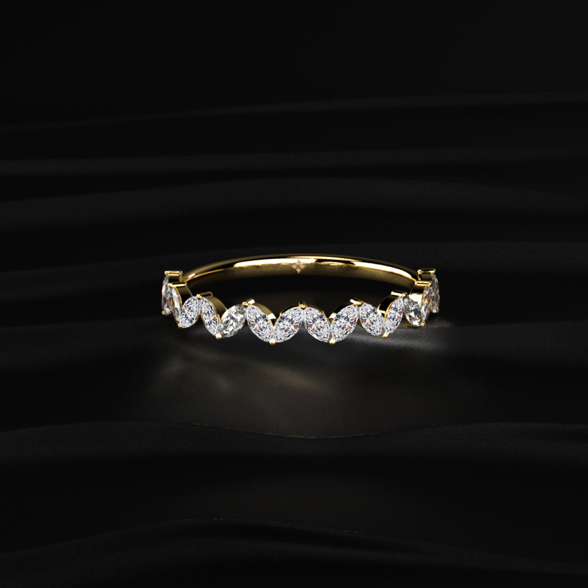 Marquise Zig Zag Half Eternity Band