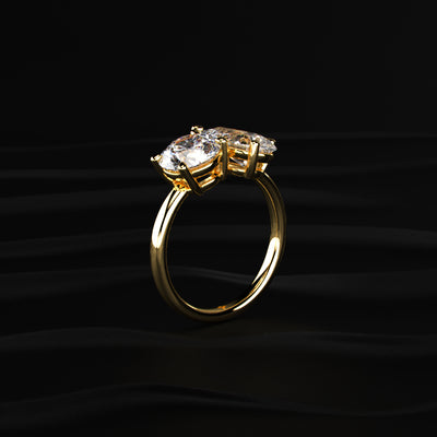 Round And Pear Toi Et Moi Engagement Ring | Earthly Jewels