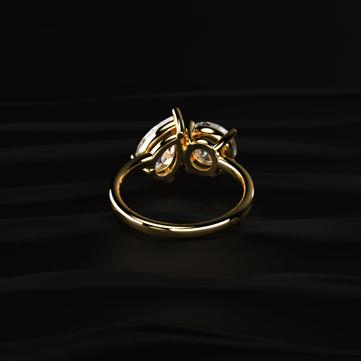 Round And Pear Toi Et Moi Engagement Ring