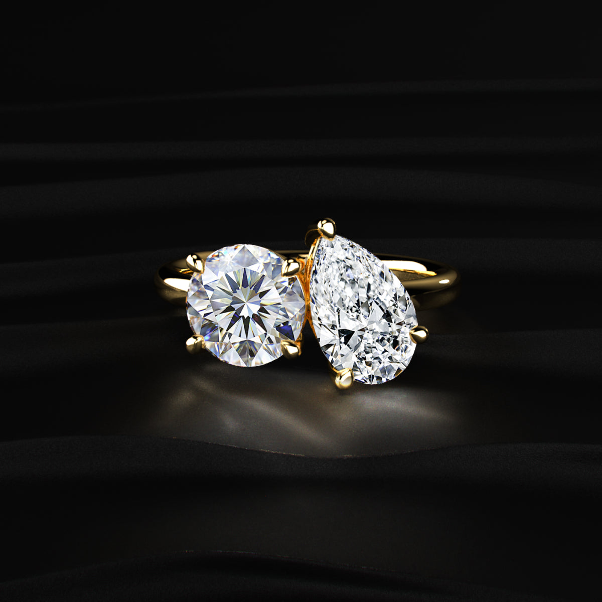 Round And Pear Toi Et Moi Engagement Ring