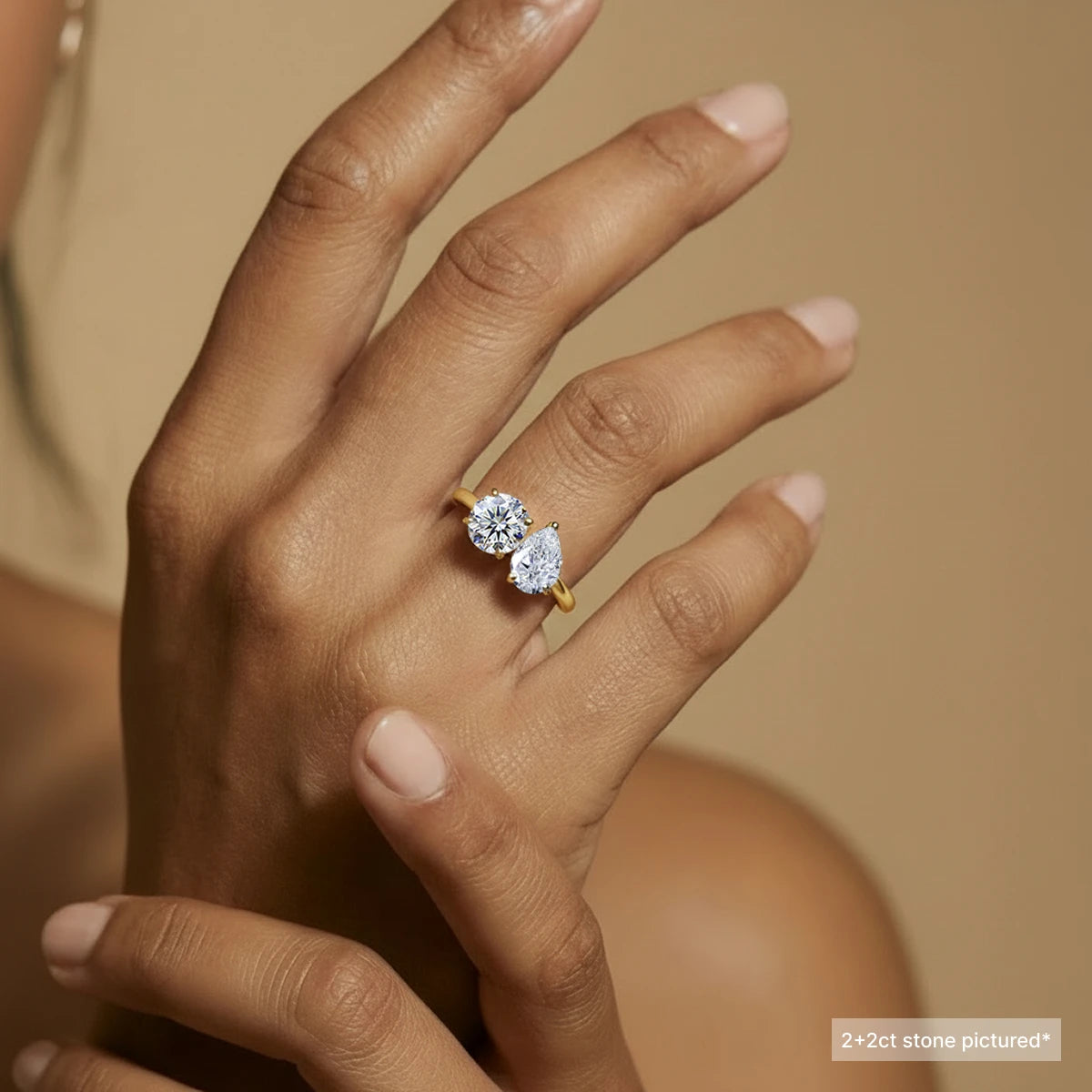 Round And Pear Toi Et Moi Engagement Ring | Earthly Jewels