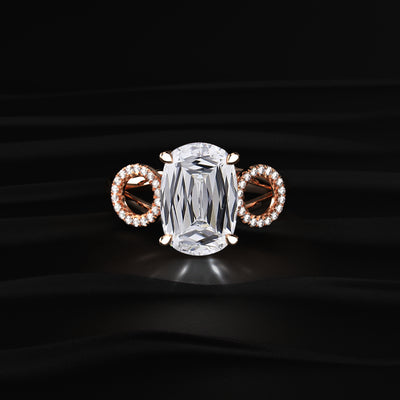 Cushion solitaire ring with Side Halos | Earthly Jewels