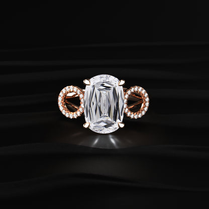 Cushion solitaire ring with Side Halos