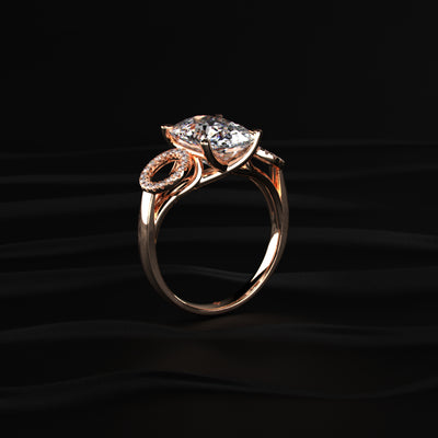 Cushion solitaire ring with Side Halos | Earthly Jewels