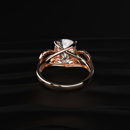 Cushion solitaire ring with Side Halos