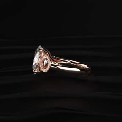Cushion solitaire ring with Side Halos | Earthly Jewels