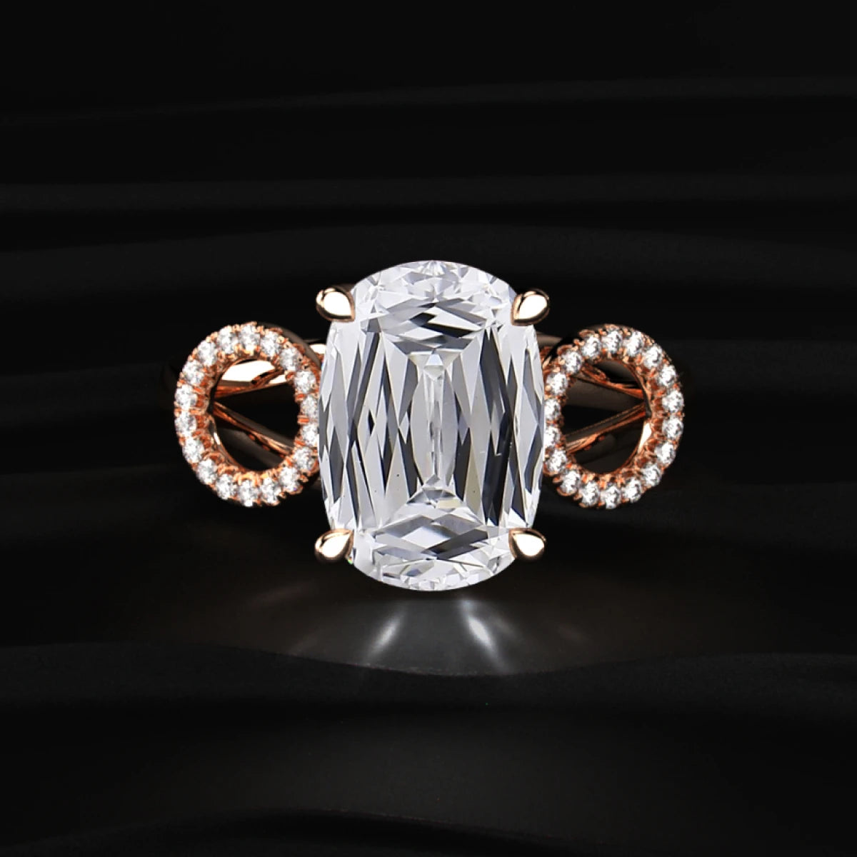 Cushion solitaire ring with Side Halos | Earthly Jewels