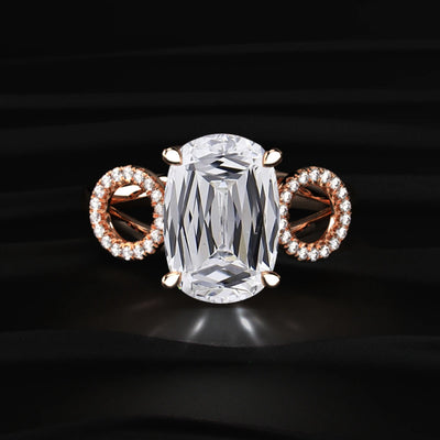 Cushion solitaire ring with Side Halos | Earthly Jewels
