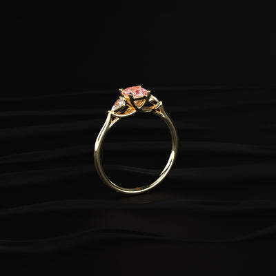 Pink Cushion Diamond With Side Pear Ring | Earthly Jewels