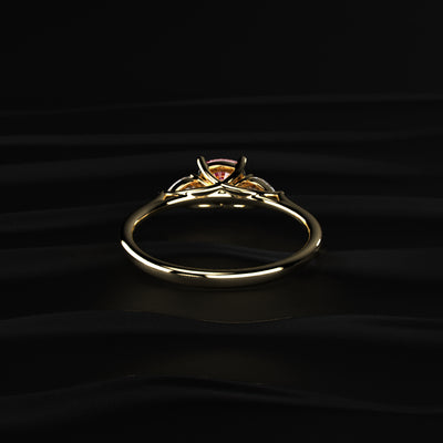 Pink Cushion Diamond With Side Pear Ring | Earthly Jewels