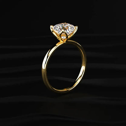 Cushion Solitaire Floral Prong Ring